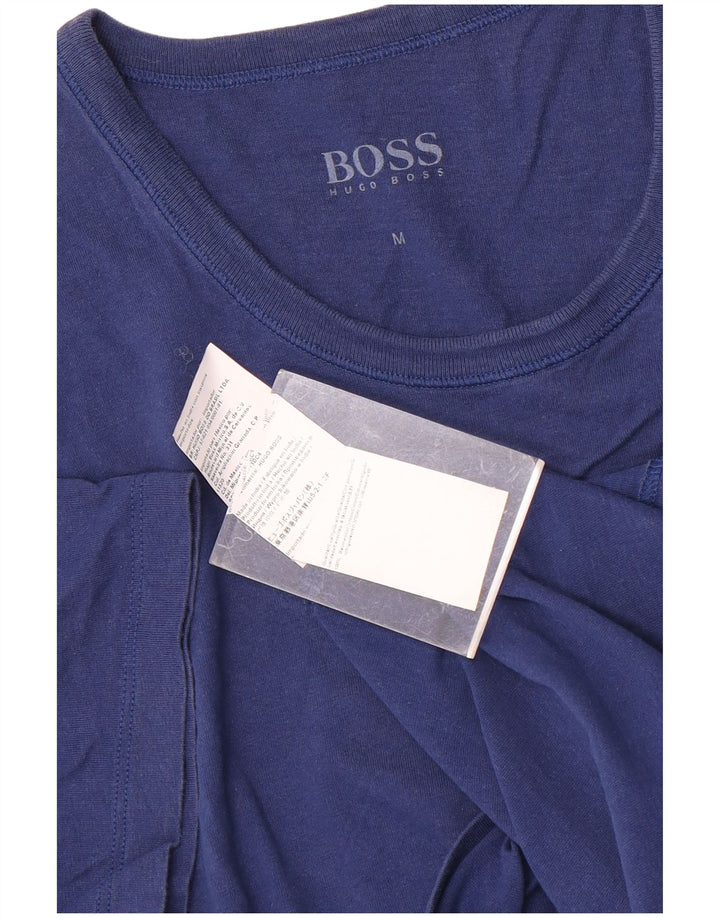 HUGO BOSS Homme T-Shirt Top Bleu Marine Moyen Coton