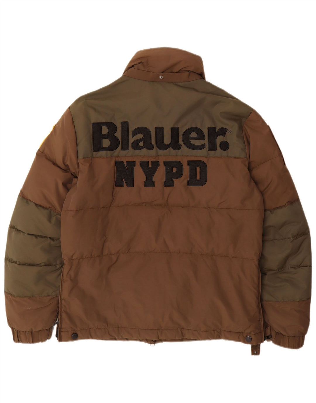 Blauer Veste matelassée graphique pour hommes UK 38 Nylon colour block marron moyen