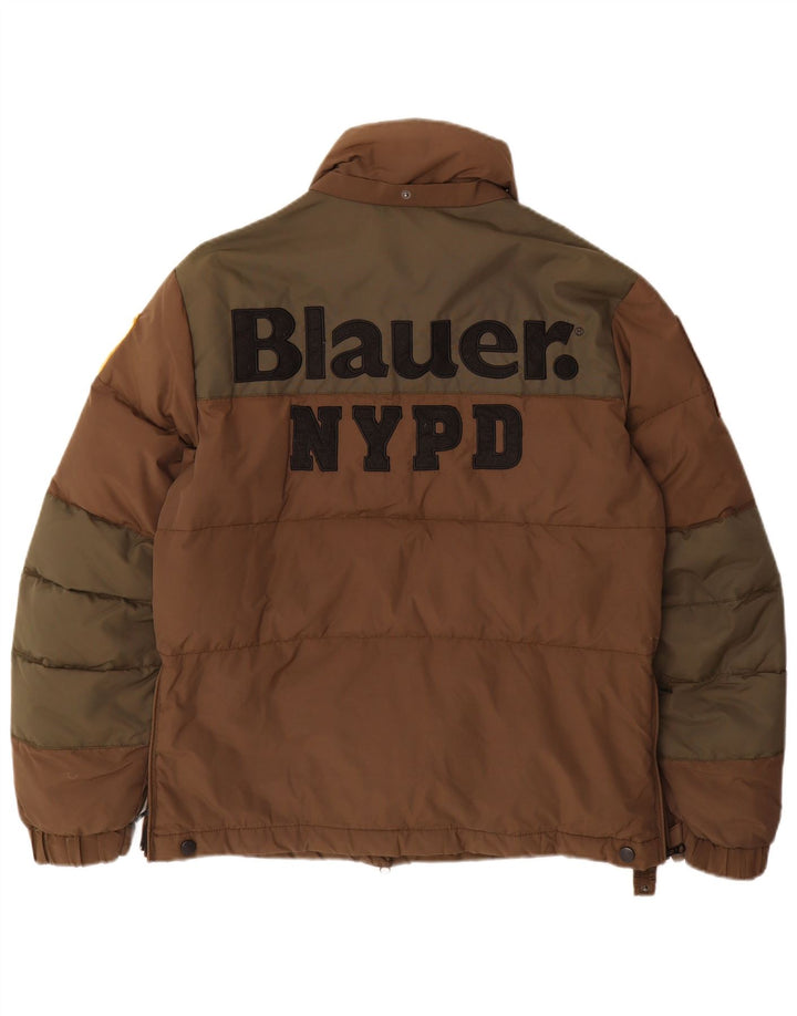 Blauer Veste matelassée graphique pour hommes UK 38 Nylon colour block marron moyen