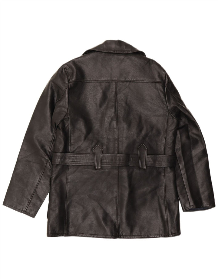 veste en cuir double boutonnage vintage pour homme UK 36 Petit cuir noir