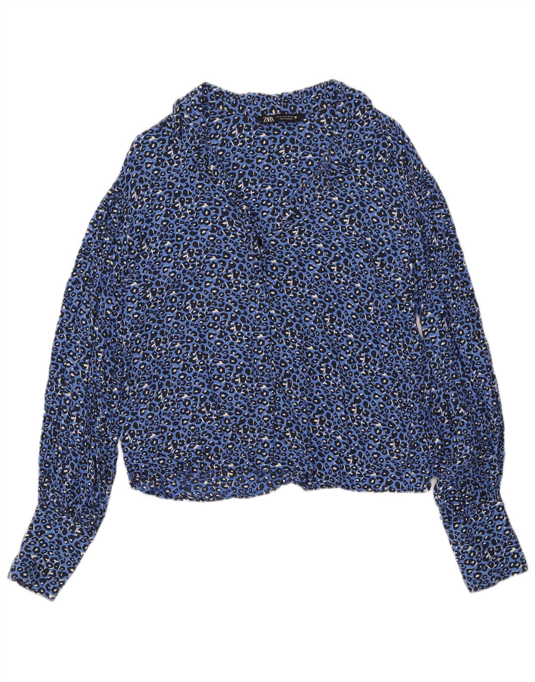 Chemise Femme Zara UK 14 Bleu Moyen Imprimé Animal