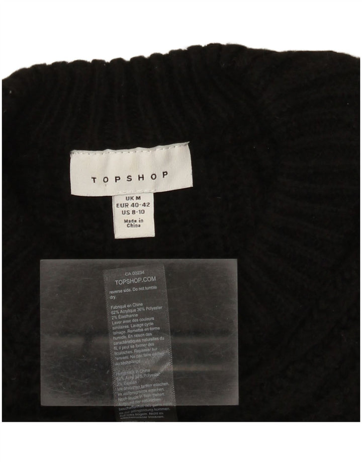 Topshop Pull court surdimensionné à col rond pour femme UK 14 Noir moyen