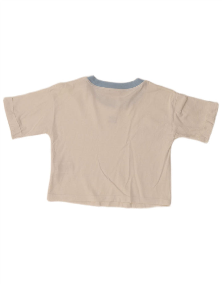 ADIDAS T-shirt court pour femme UK 10 Petit coton blanc