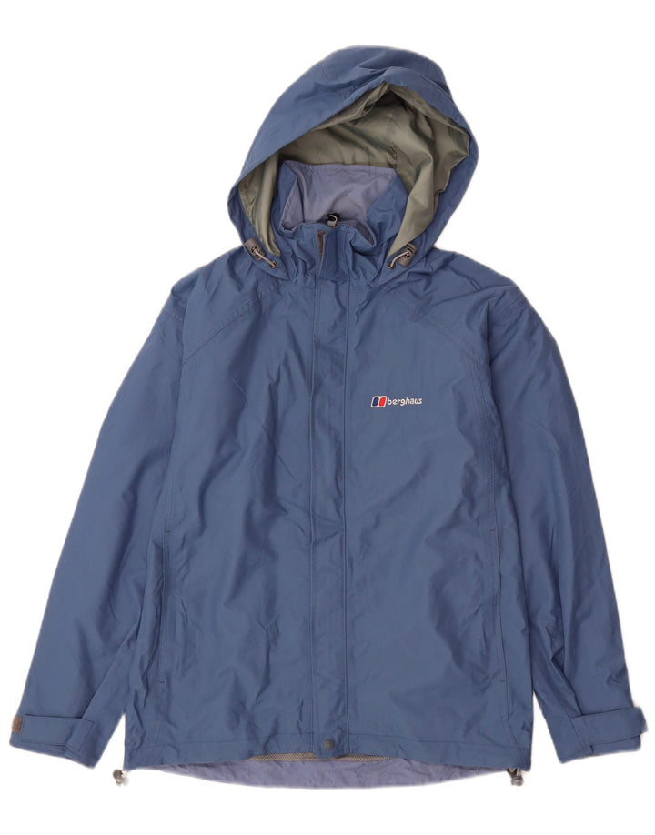 BERGHAUS Veste de pluie à capuche pour femme UK 8 Small Bleu Nylon