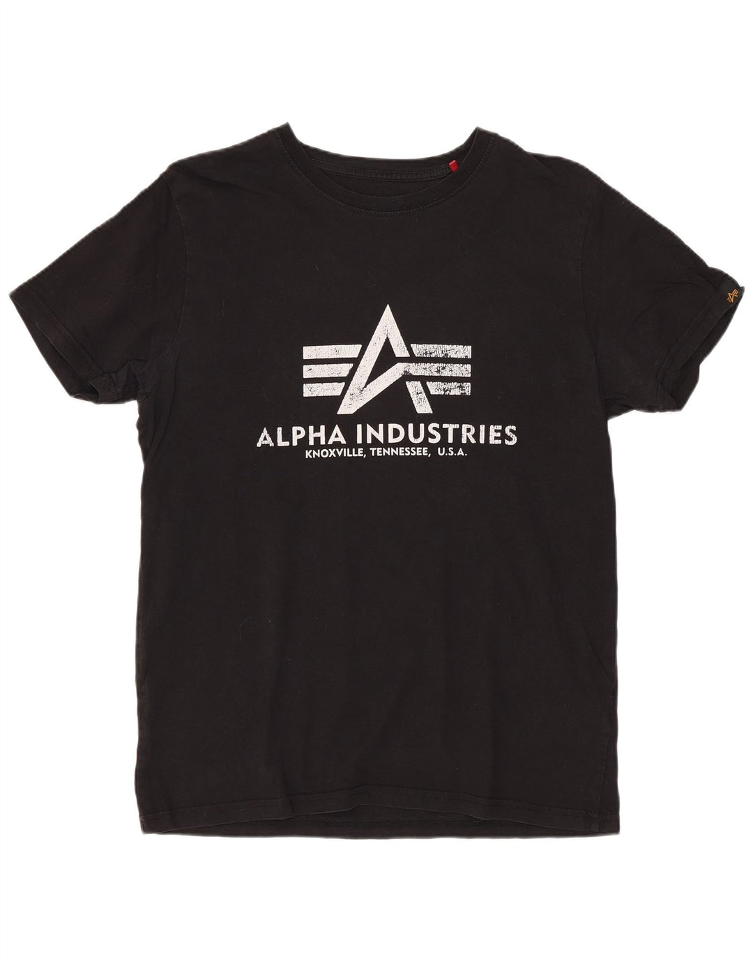 ALPHA INDUSTRIES T-shirt graphique pour femme UK 10 Petit coton noir