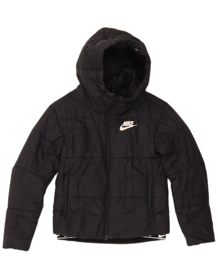 Nike Veste matelassée à capuche graphique pour femme UK 6 XS Noir Polyester