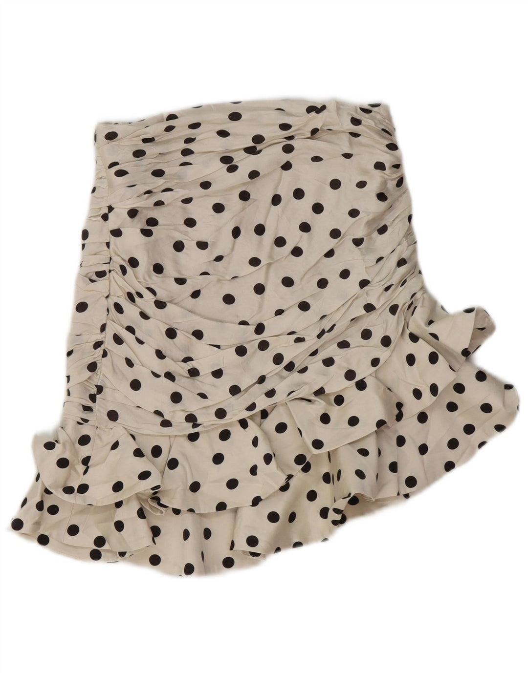 Zara Femme Jupe À Volants Petit W26 Blanc Cassé À Pois