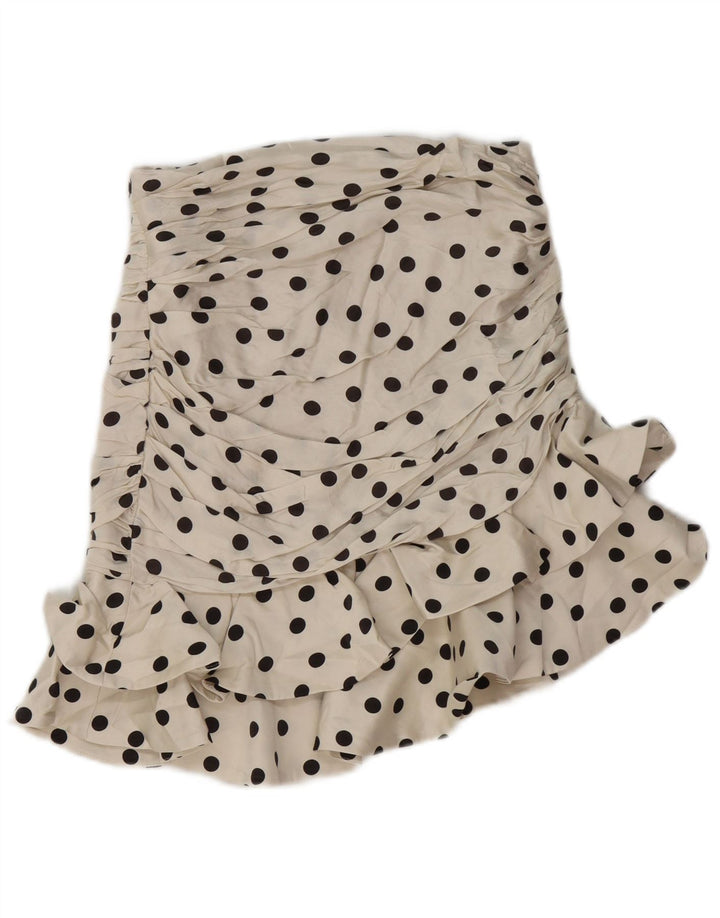 Zara Femme Jupe À Volants Petit W26 Blanc Cassé À Pois