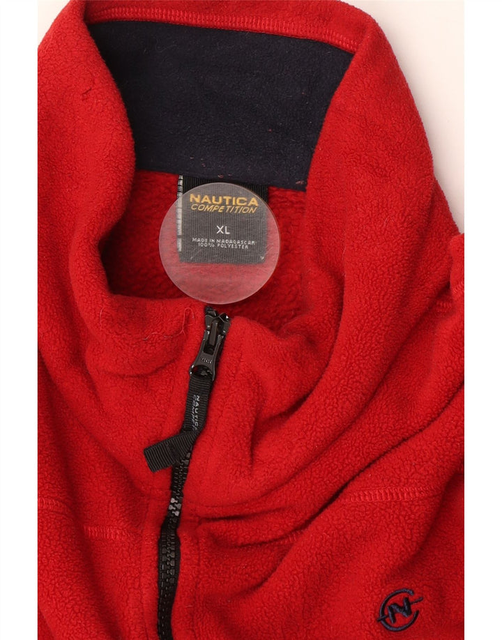 Nautica Pull polaire à col zippé pour homme XL Rouge Polyester