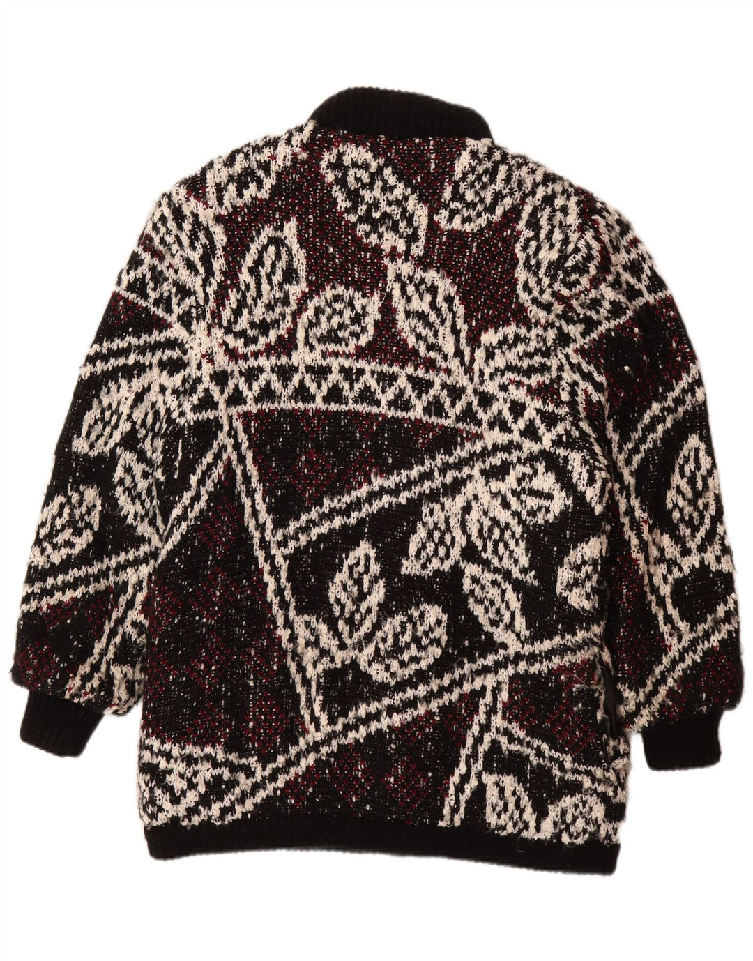 JEFFREY BROWNLEADER Manteau en tricot pour femme UK 14 Acrylique floral noir moyen