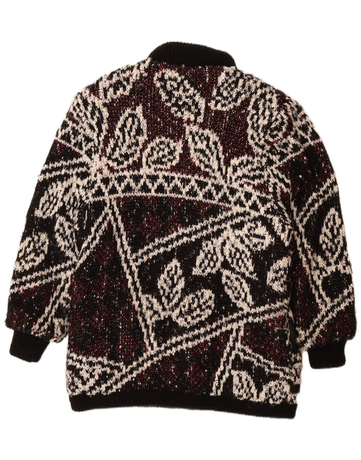 JEFFREY BROWNLEADER Manteau en tricot pour femme UK 14 Acrylique floral noir moyen