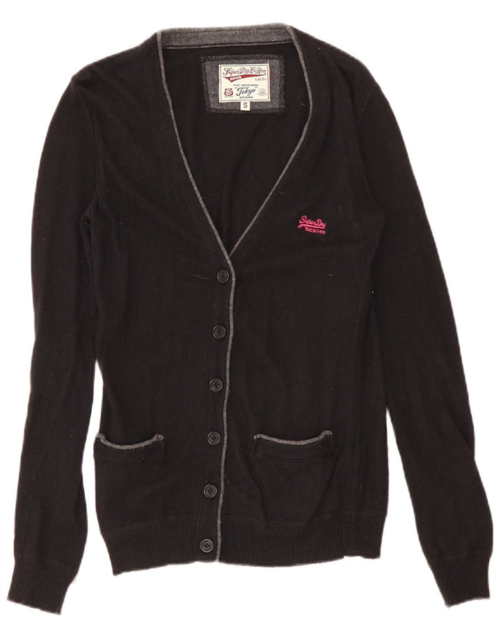 Superdry Pull Cardigan Femme UK 10 Petit Noir