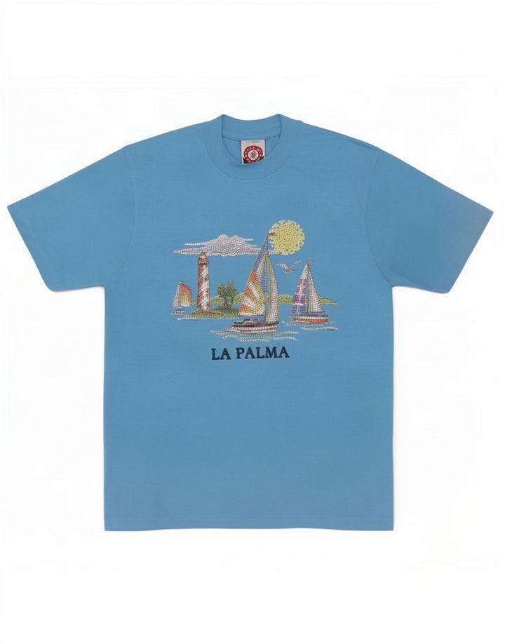 T-Shirt graphique Vintage pour hommes, haut en coton bleu moyen