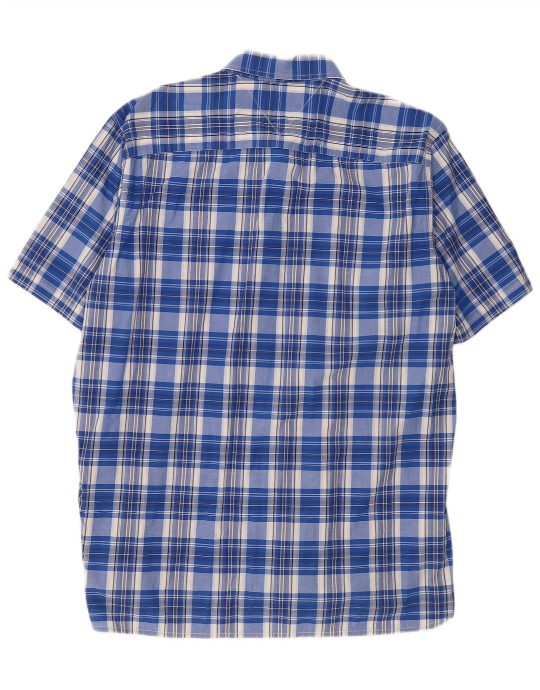 TOMMY HILFIGER Chemise à manches courtes pour homme Coupe personnalisée XL Bleu à carreaux en coton