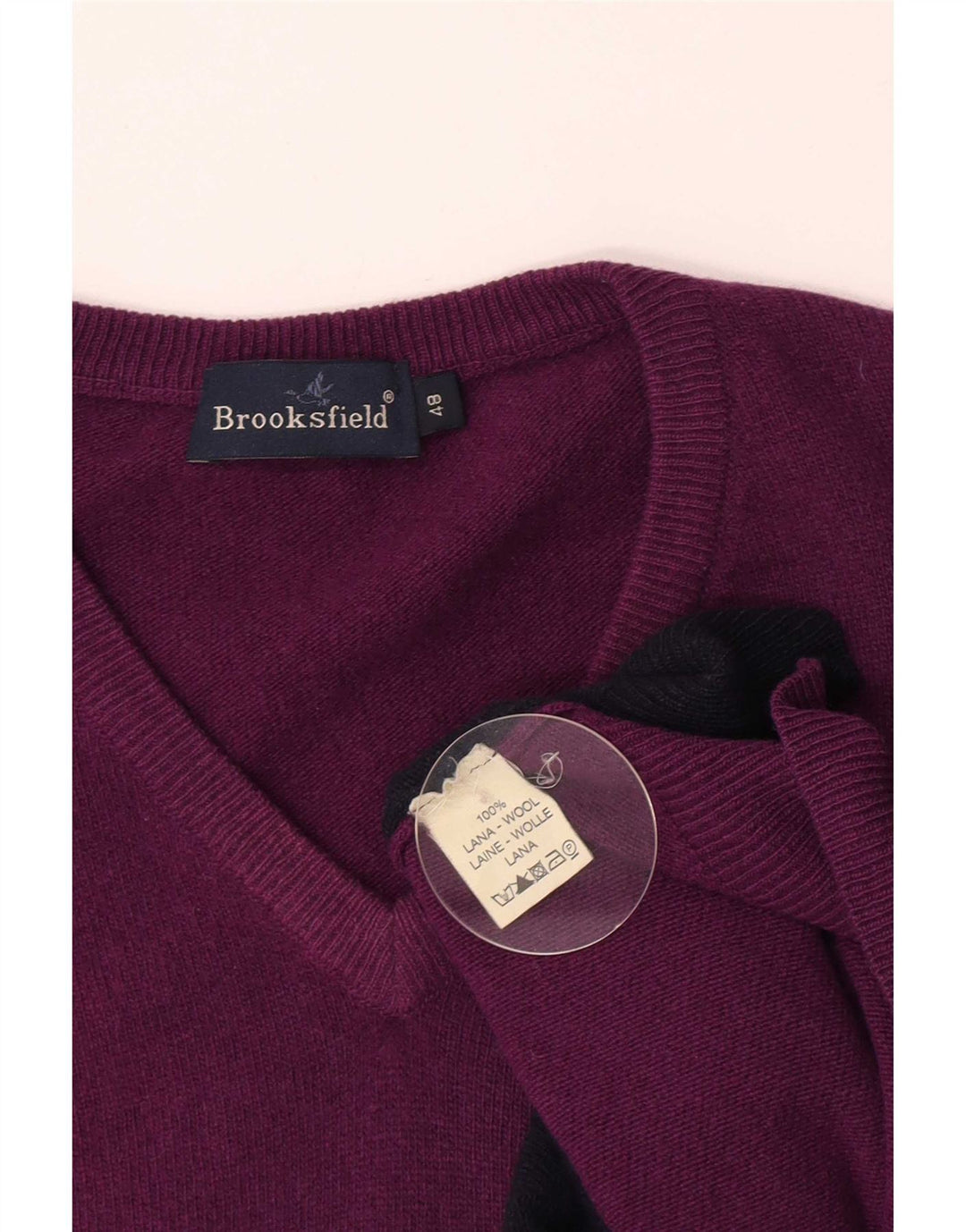 Brooksfield Pull col V pour homme IT 48 Violet moyen Argyle/Diamant
