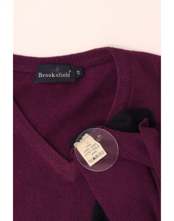 Brooksfield Pull col V pour homme IT 48 Violet moyen Argyle/Diamant