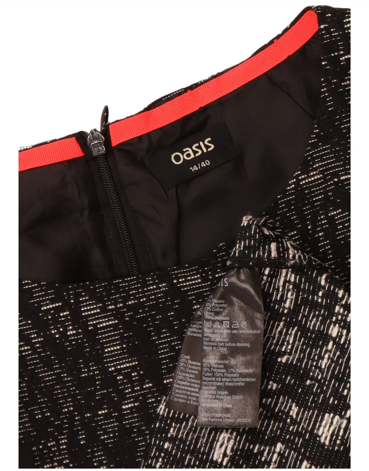 Oasis Robe trapèze pour femme UK 44 Medium Noir Moucheté Viscose