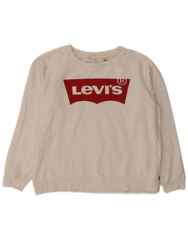 Levi's Sweat-shirt surdimensionné graphique pour femme UK 16 Large Blanc Coton