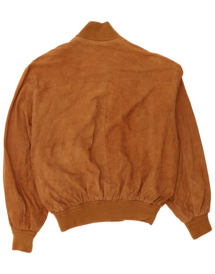 vintage Mens Suede Bomber Jacket IT 50 Grand Cuir Beige
