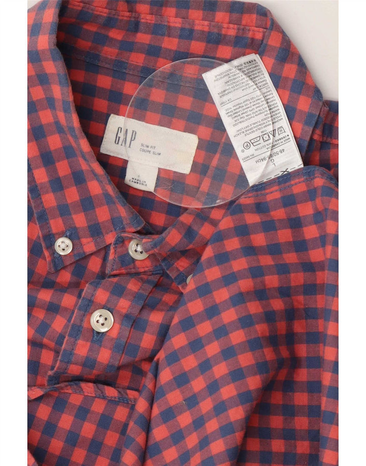 Gap Chemise cintrée pour hommes, grand coton vichy rouge