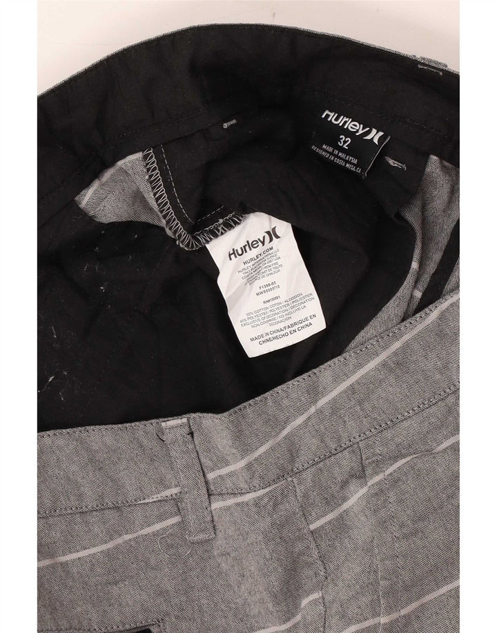 Hurley Short Chino Homme W32 Coton Rayé Gris Moyen