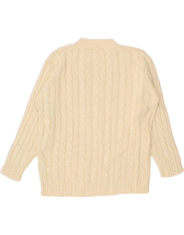 ESPRIT Womens Oversized Crew Neck Jumper Sweater UK 10 Small Beige Cotton Vintage Esprit and Second-Hand Esprit from Messina Hembry 