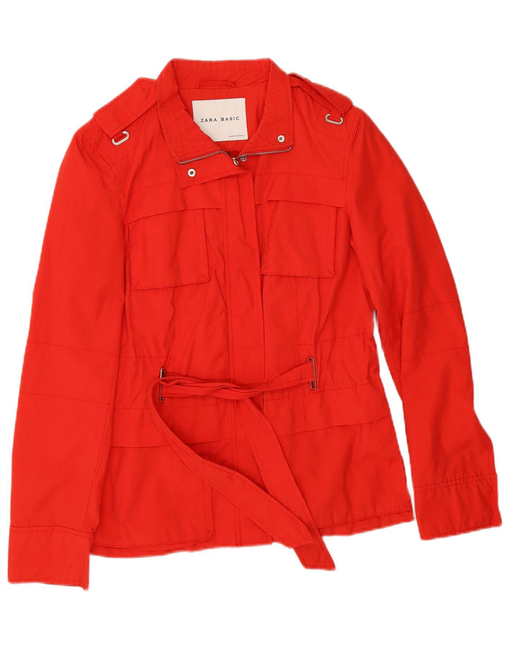 Zara Veste utilitaire militaire pour femme UK 12 Coton rouge moyen