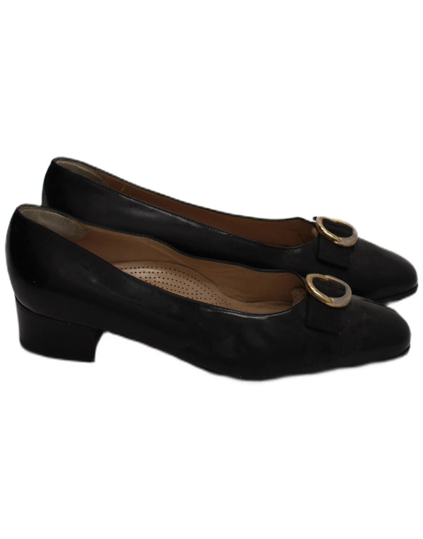 Valle Verde Ballerines plates en cuir pour femme Taille UK 6 Cuir noir