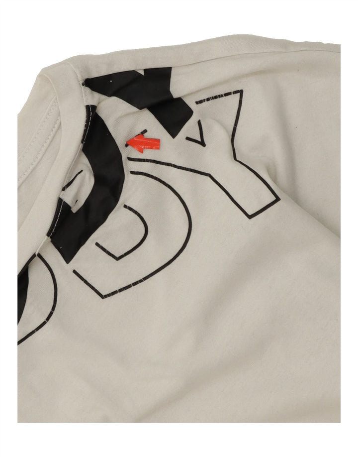 FREDDY Womens Oversized Graphic T-Shirt Top UK 10 Small  White Cotton Vintage Freddy and Second-Hand Freddy from Messina Hembry 