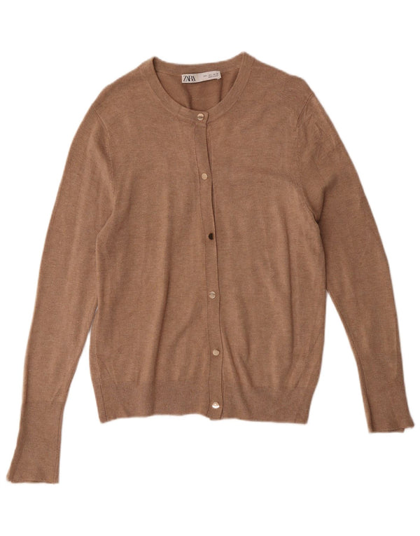 Zara Cardigan Femme Pull UK 14 Large Marron