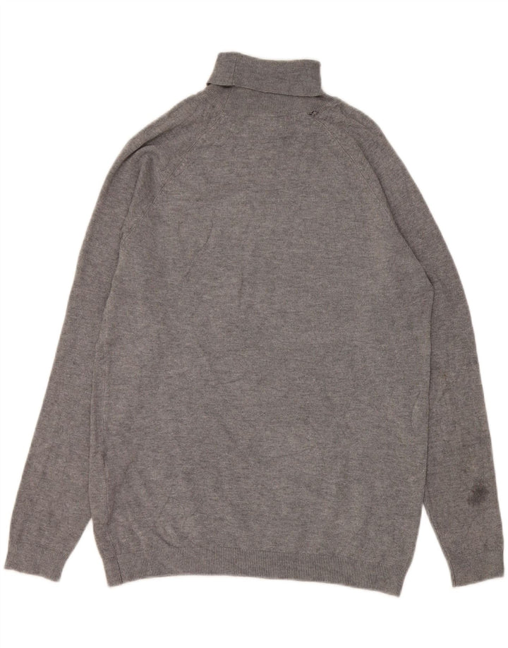 Zara Pull Col Roulé Homme Gris Moyen Viscose