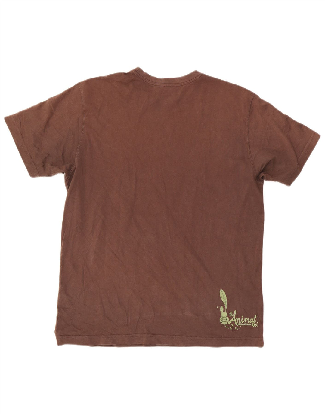 Animal Mens Graphic T-Shirt Top Large Marron Coton