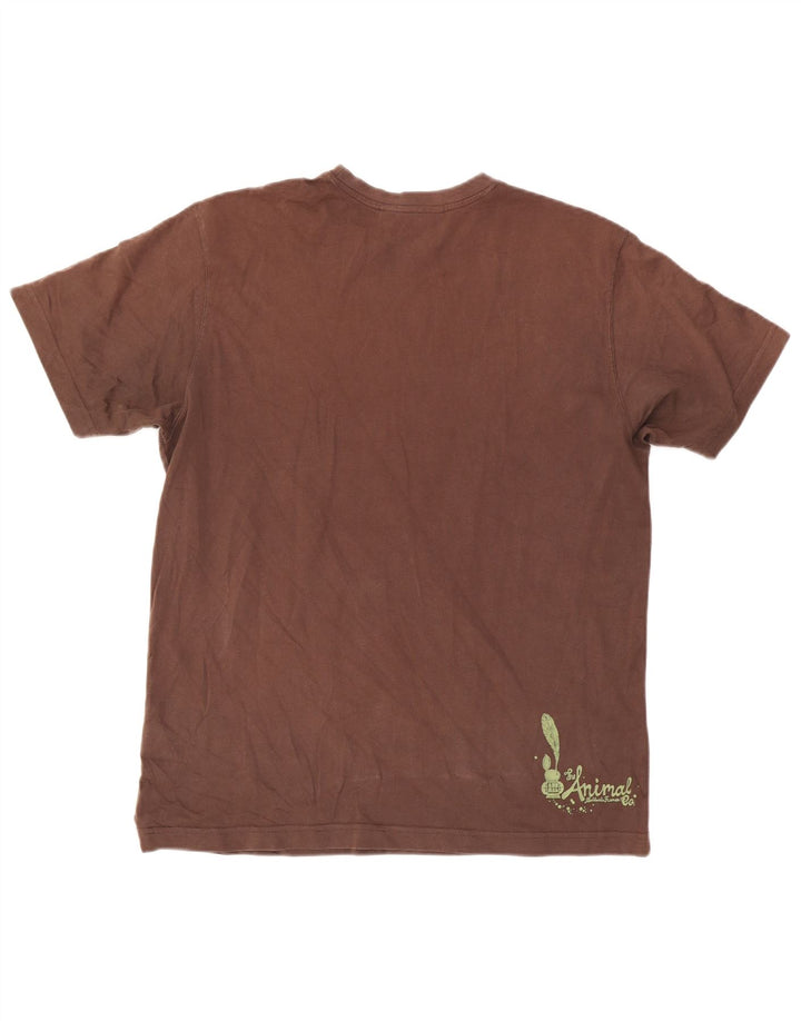 Animal Mens Graphic T-Shirt Top Large Marron Coton