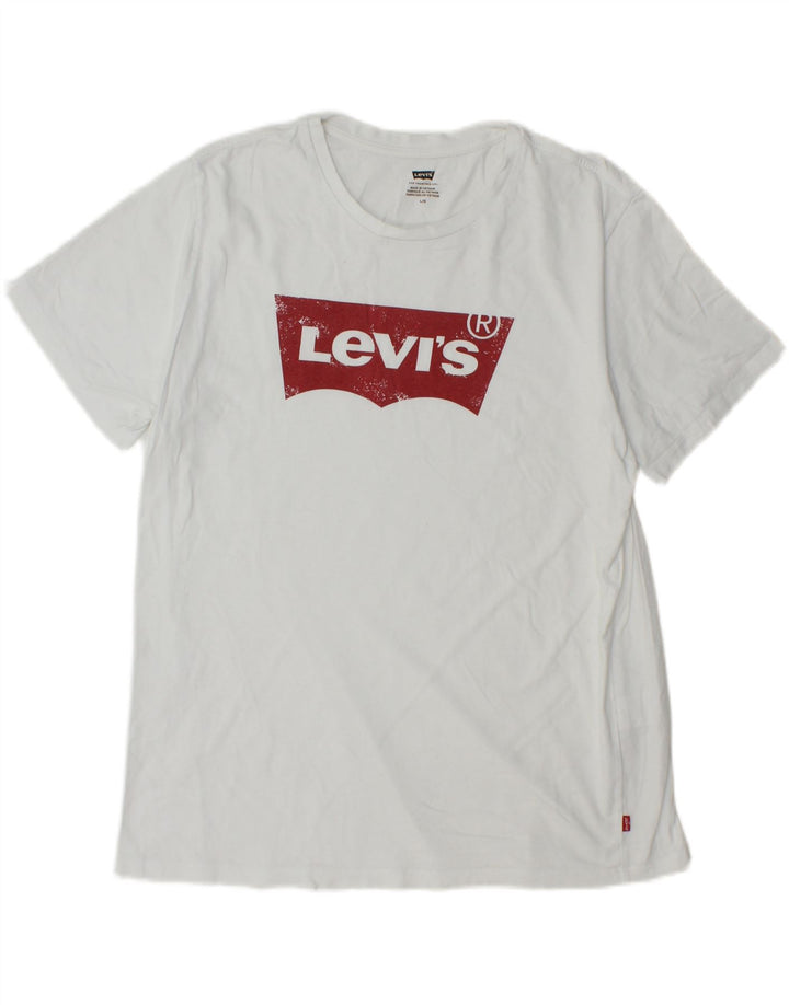 Levi's T-Shirt Graphique Homme Blanc Large Coton