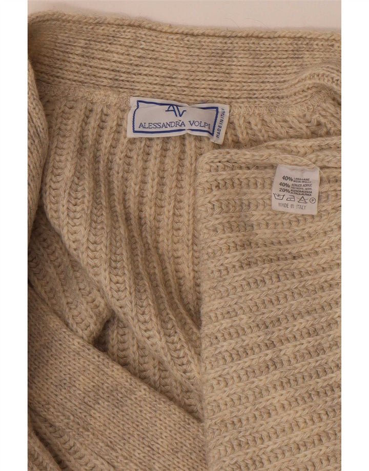 vintage Homme Cardigan Pull XL Beige Laine
