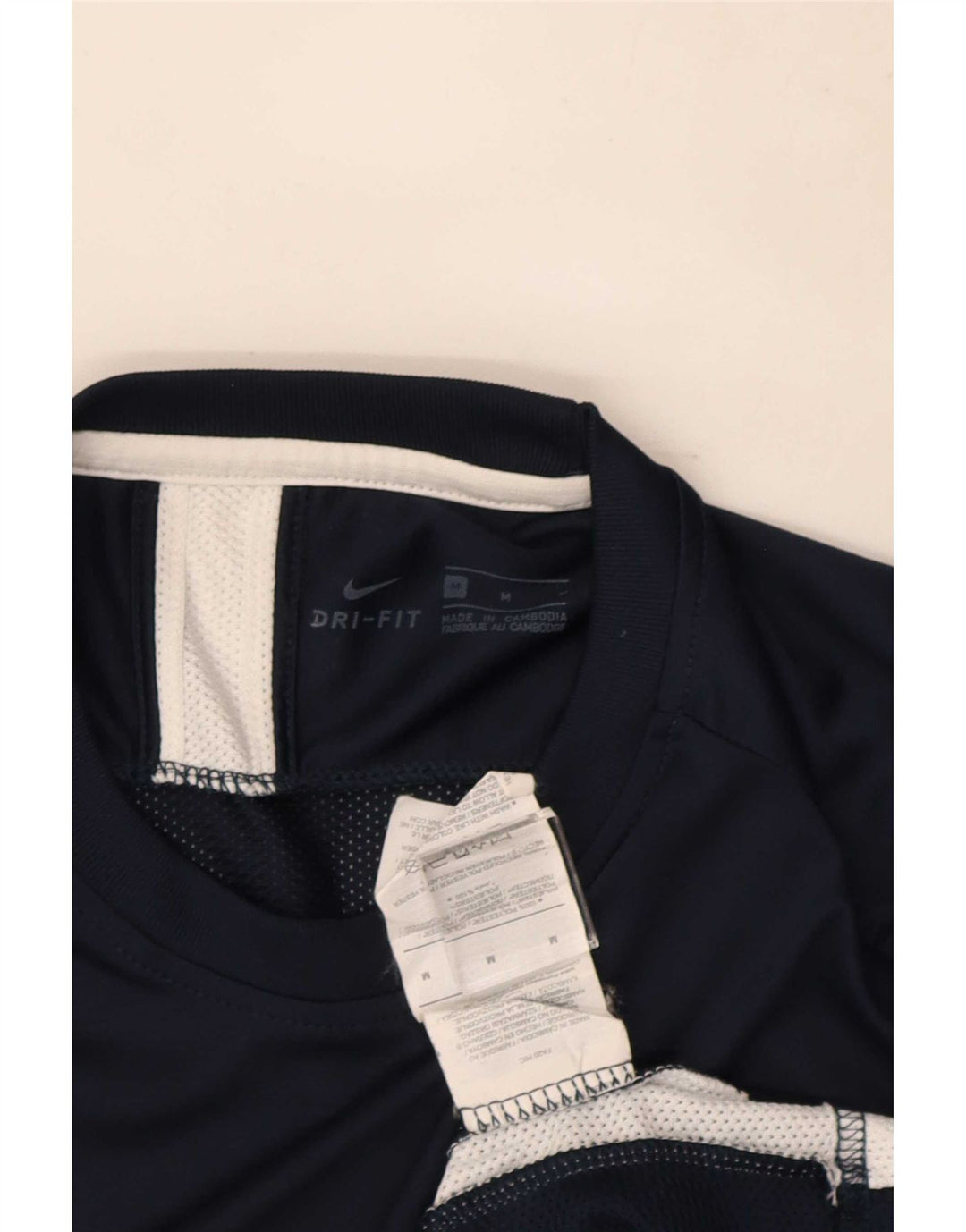 Nike Hommes Dri Fit T-Shirt Haut Bleu Marine Colorblock Polyester