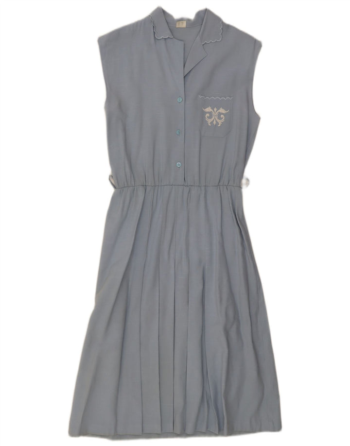 Robe trapèze sans manches femme vintage IT 44 Viscose bleu moyen