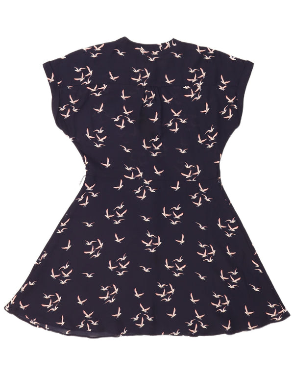 Oasis Robe trapèze pour femme UK 44 Bleu marine moyen imprimé animal oiseau