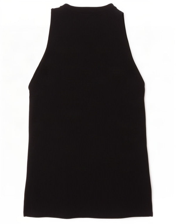Zara Womens Crop Vest Top UK 8 Small Noir Viscose