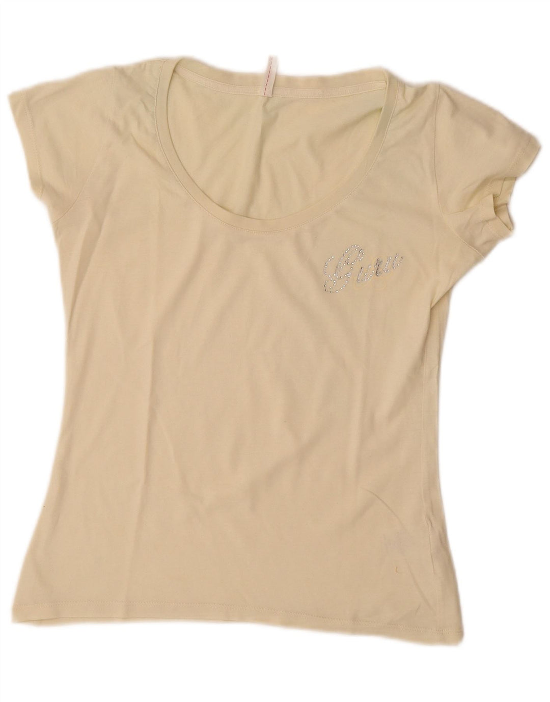 Guru T-Shirt Femme Top UK 12 Moyen Blanc Cassé Coton