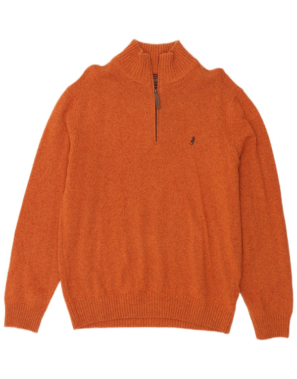 Marlboro Classics Pull à col zippé pour homme Grande laine orange