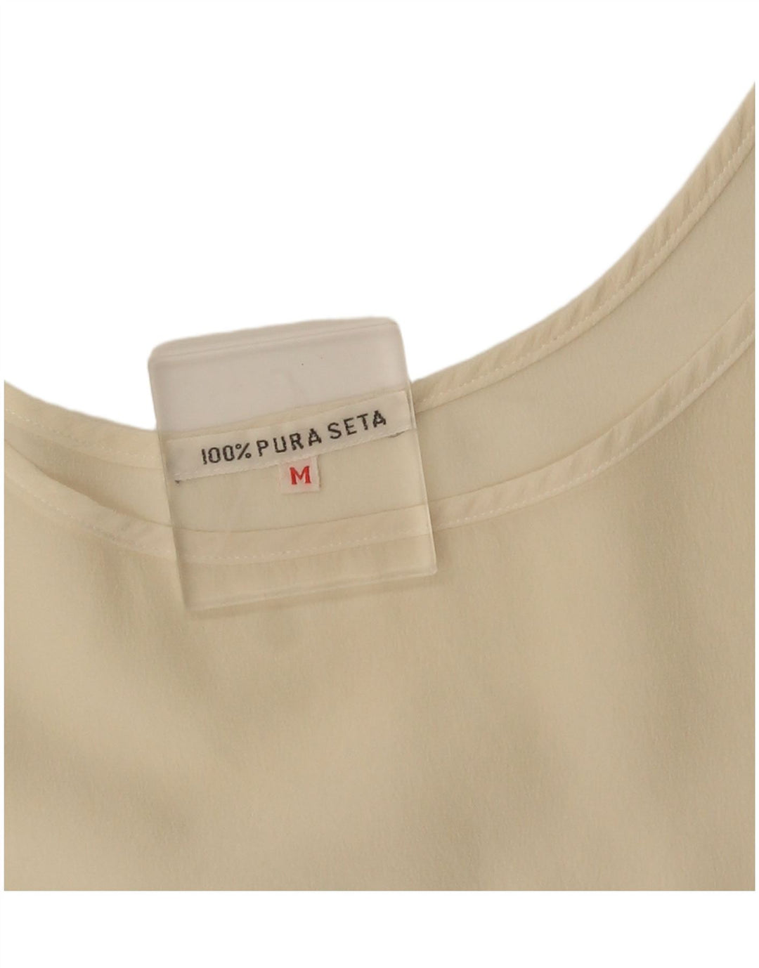 vintage Womens Crop Vest Top UK 14 Soie Beige Moyenne