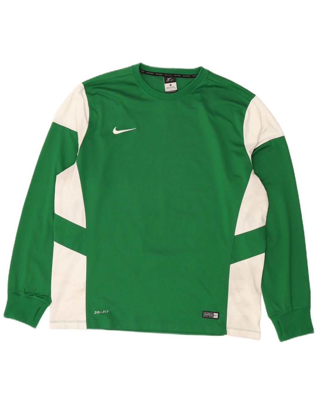 NIKE Haut Dri Fit à manches longues pour homme XL Vert Colorblock Polyester