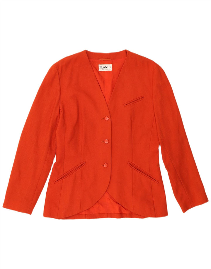 PLANET Veste blazer à 3 boutons pour femme UK 12 Orange moyen Polyester