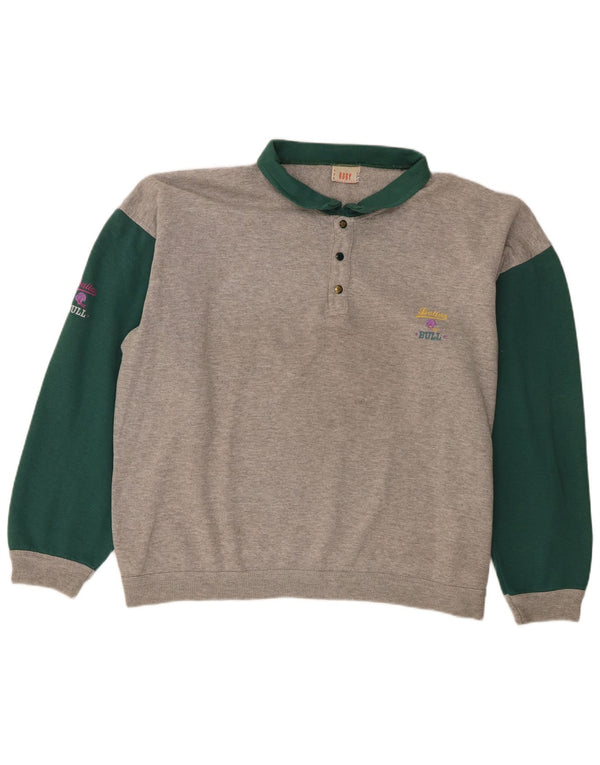 Roby Sweat-shirt à col polo pour homme 2XL Gris Colorblock Coton