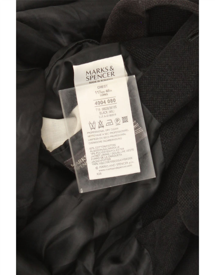 Marks & Spencer Veste Blazer 3 Boutons Homme UK 46 XL Coton Noir