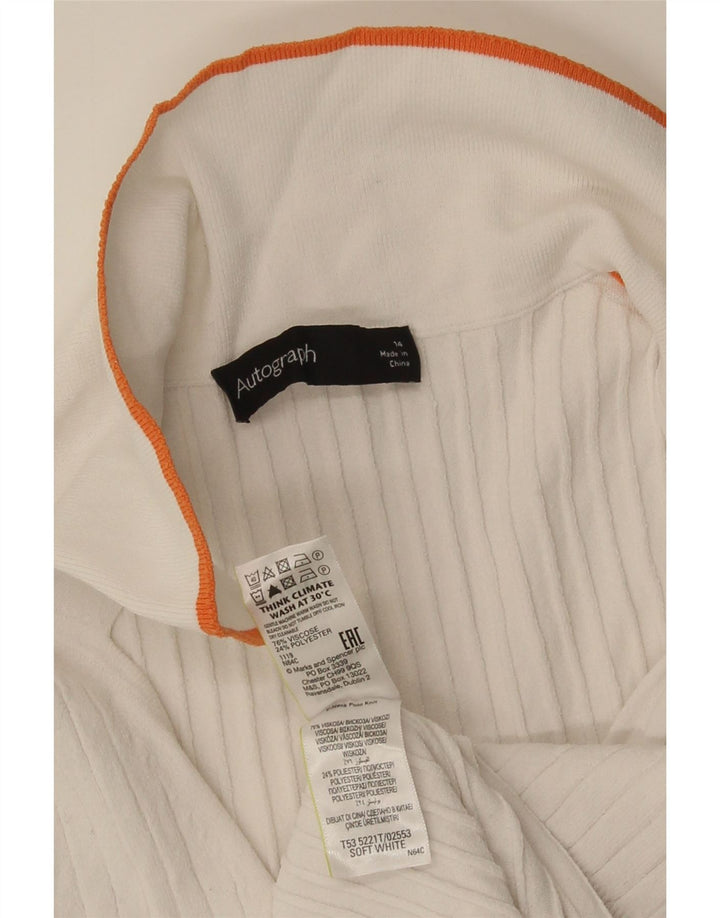 Marks & Spencer Polo Autograph Femme UK 14 Medium Blanc Viscose