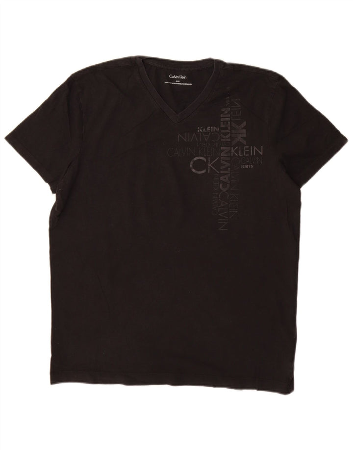 CALVIN KLEIN T-Shirt Graphique Femme UK 14 Coton Noir Moyen