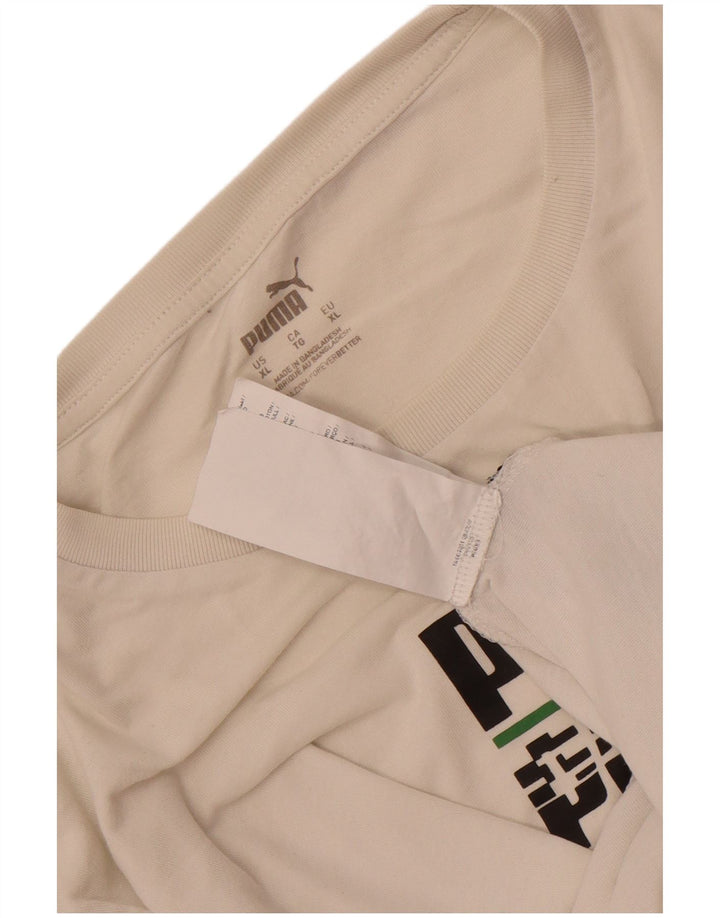 Puma T-Shirt Graphique Top XL Homme Blanc Coton