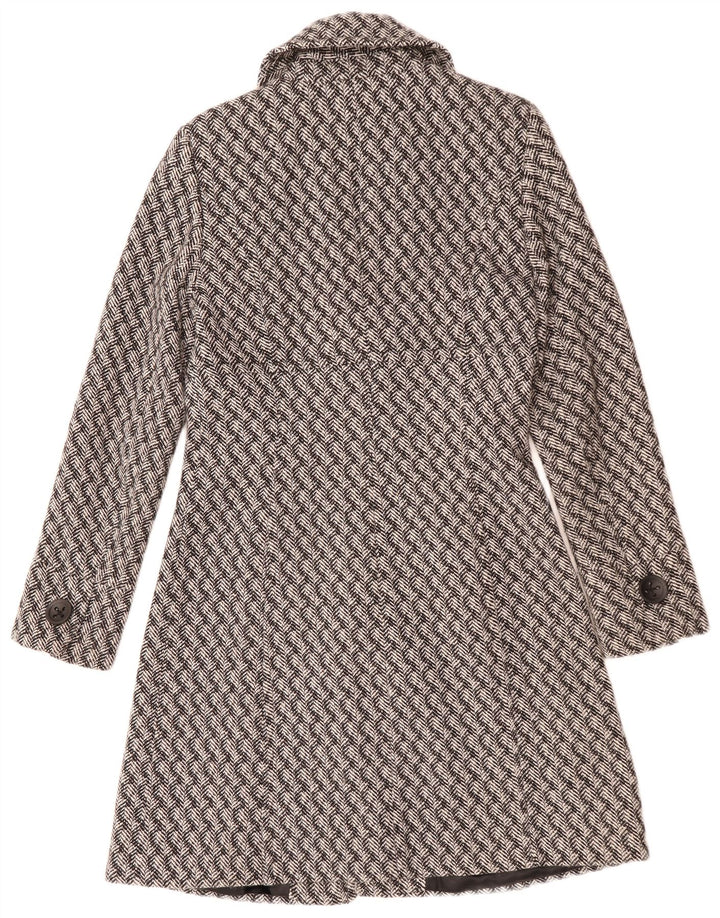Mexx Manteau Femme UK 42 Laine Rayée Gris Moyen